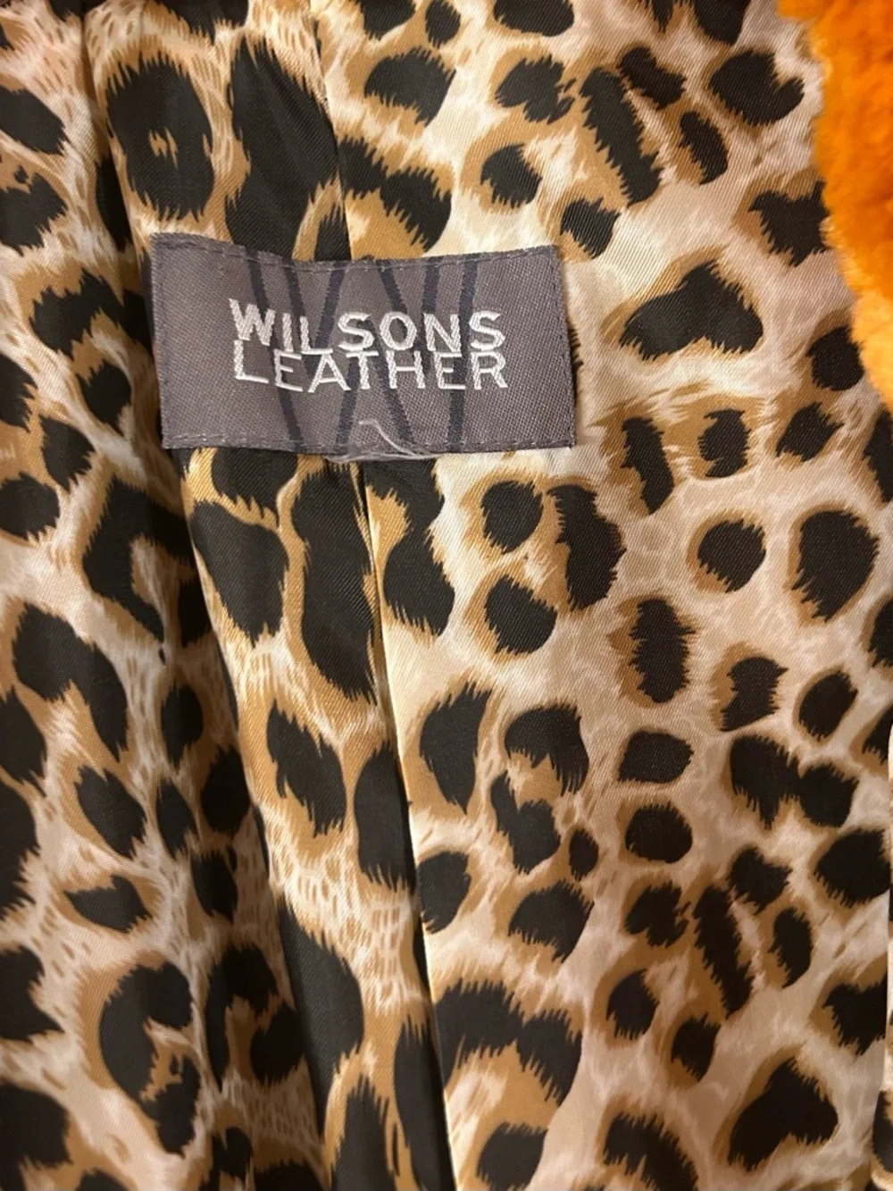 Vintage Wilsons Leather Orange Faux Fur Coat Sz L/XL - Picture 2 of 3